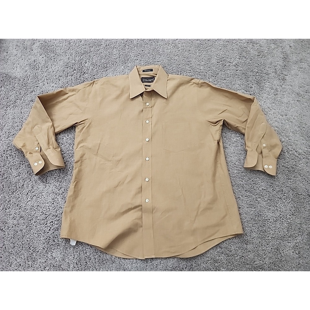 Barrington Dress Shirt Mens 17 Beige Long Sleeve Classic Business Formal